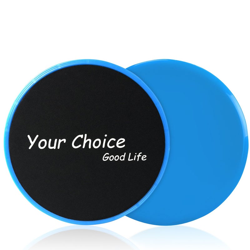 Your Choice Core Sliders - Dual Sided Exercise Gliding Discs for Carpet & Hardwood, 7" Workout Sliders, Color Blue Set of 2 - Image 1
